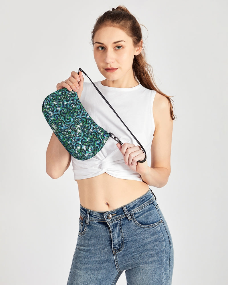 Blue Ice Sparkle Swirl Petite Canvas Pouch