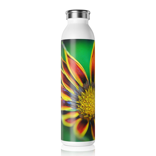 Orange and Yellow Flower Slim Water Bottle | Eco-Friendly Water Bottle, Hydration Bottle, Summer Accessory, Gift for Outdoors Enthusiasts