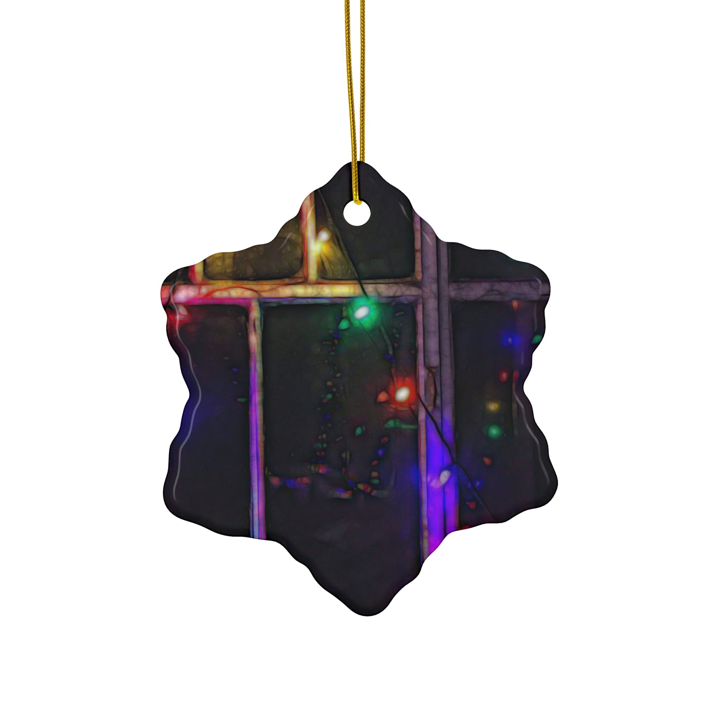 Star Ceramic Ornament with Christmas Lights Refract — 4 Shape Options