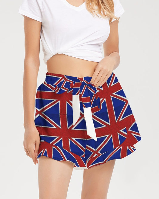 British Flag Pattern Women's All-Over Print Ruffle Shorts