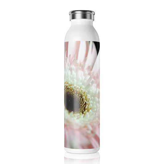 Pink and White Daisy Slim Water Bottle, Eco-Friendly Hydration, Gift for Her, Fitness On-the-Go, Botanical Water Bottle, Summer Essentials