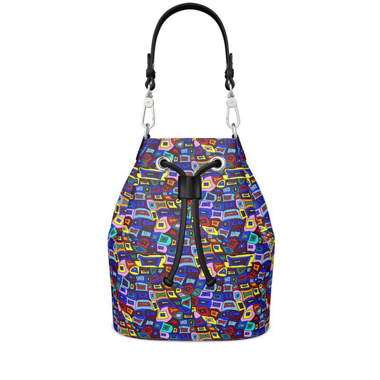 Wavy Square Pattern Bucket Bag