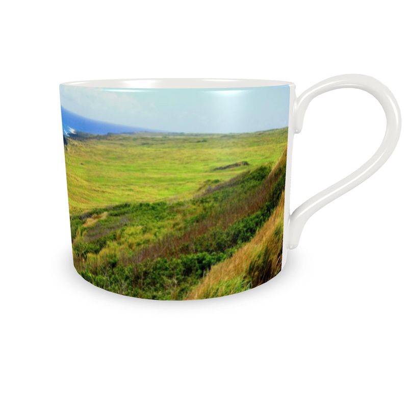Hwaiian Kona Coast and Black Sand Beach Black Roses Cup and Saucer