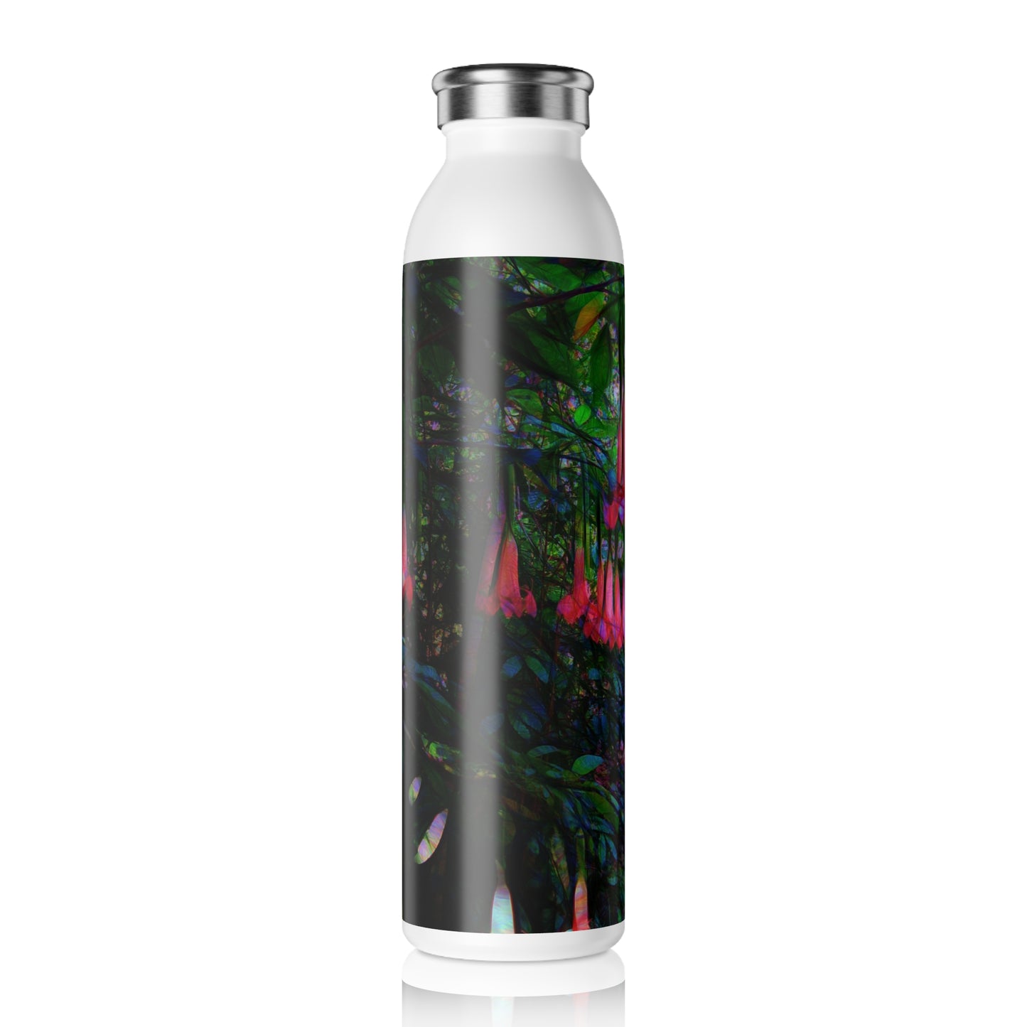 Slim Water Bottle — Botanical Trumpet Flowers Stainless Steel Bottle