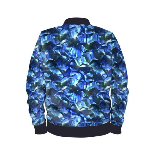 Blue Crystal Pattern Mens Bomber Jacket