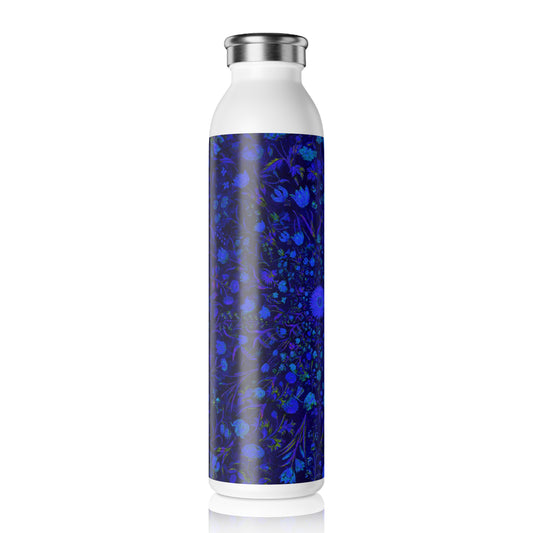 Blue Medieval Flowers Slim Water Bottle , Eco-Friendly Hydration, Perfect Gift for Nature Lovers, Yoga, Travel, Sports