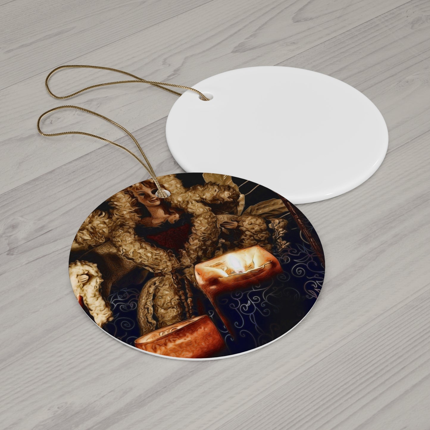 Ceramic Ornament — Christmas Angel With Candles Holiday Decoration