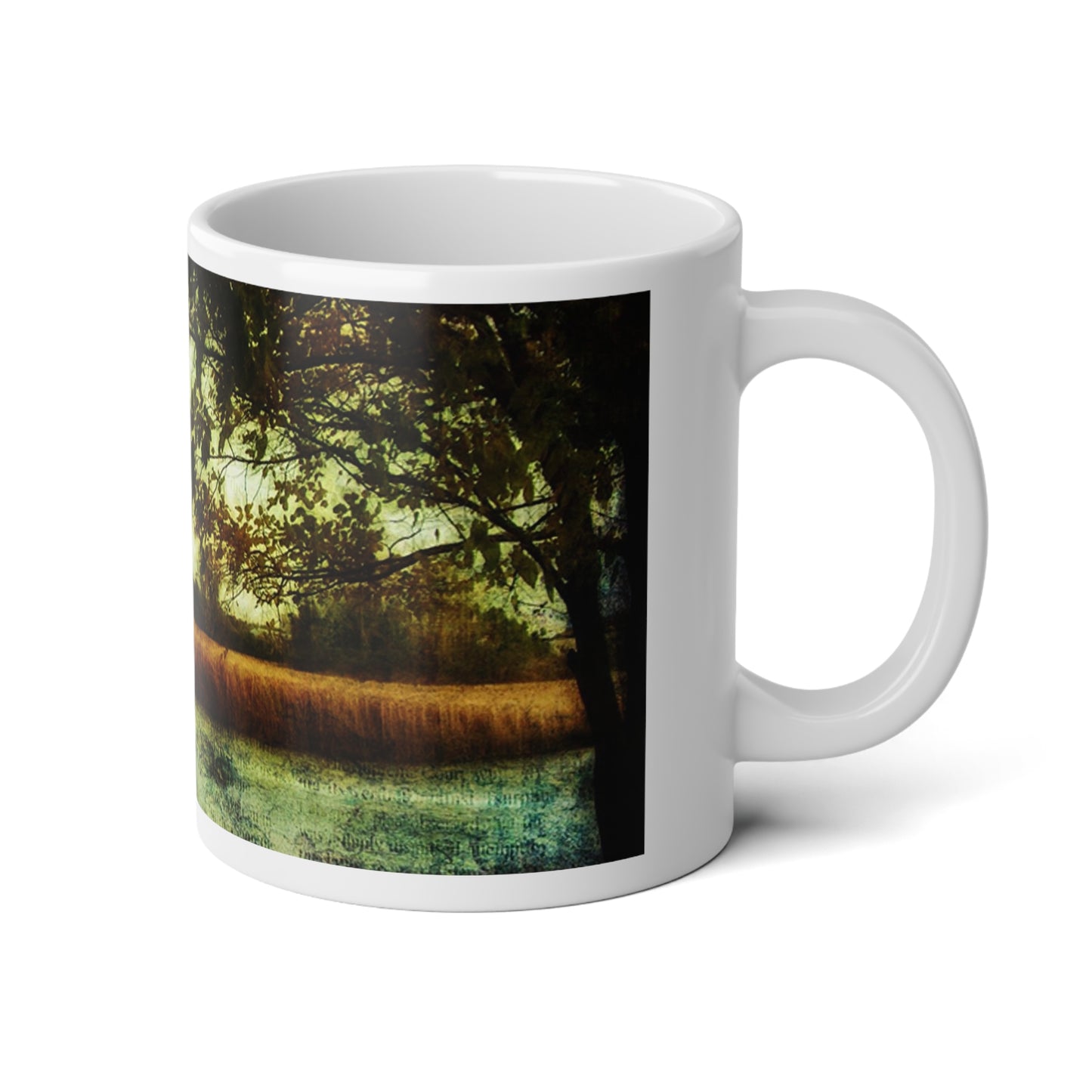 Reading By Marsh Lake Jumbo Mug - Serene Landscape, 20oz Coffee Cup, Perfect for Coffee Lovers, Home Decor, Gift for Nature Enthusiasts