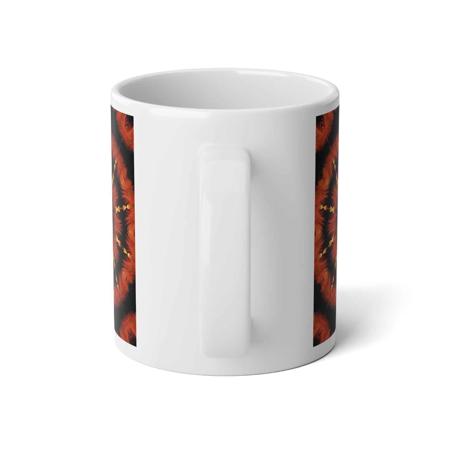 Pink Flowers and Candles Kaleidoscope Jumbo Mug, 20oz Coffee Cup for Cozy Mornings, Unique Gift, Home Décor, Fall Style, Tea Lovers