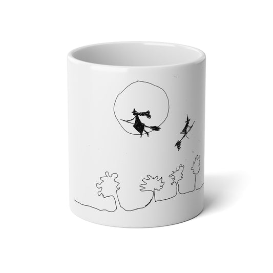 Sky Full of Witches Jumbo Mug, 20oz Ceramic Coffee Cup for Tea Lovers, Halloween Decor, Unique Gift, Black Cat Design