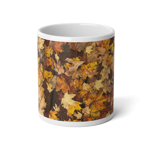 Late October Leaves 3 Jumbo Mug, Nature-Inspired Coffee Cup for Fall, Cozy Hot Drink Vessel, Thanksgiving Gift, Seasonal Decor
