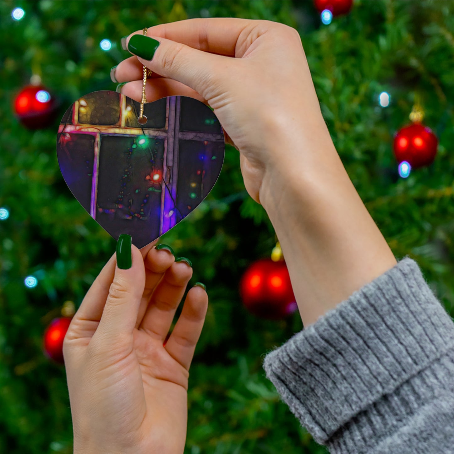 Star Ceramic Ornament with Christmas Lights Refract — 4 Shape Options