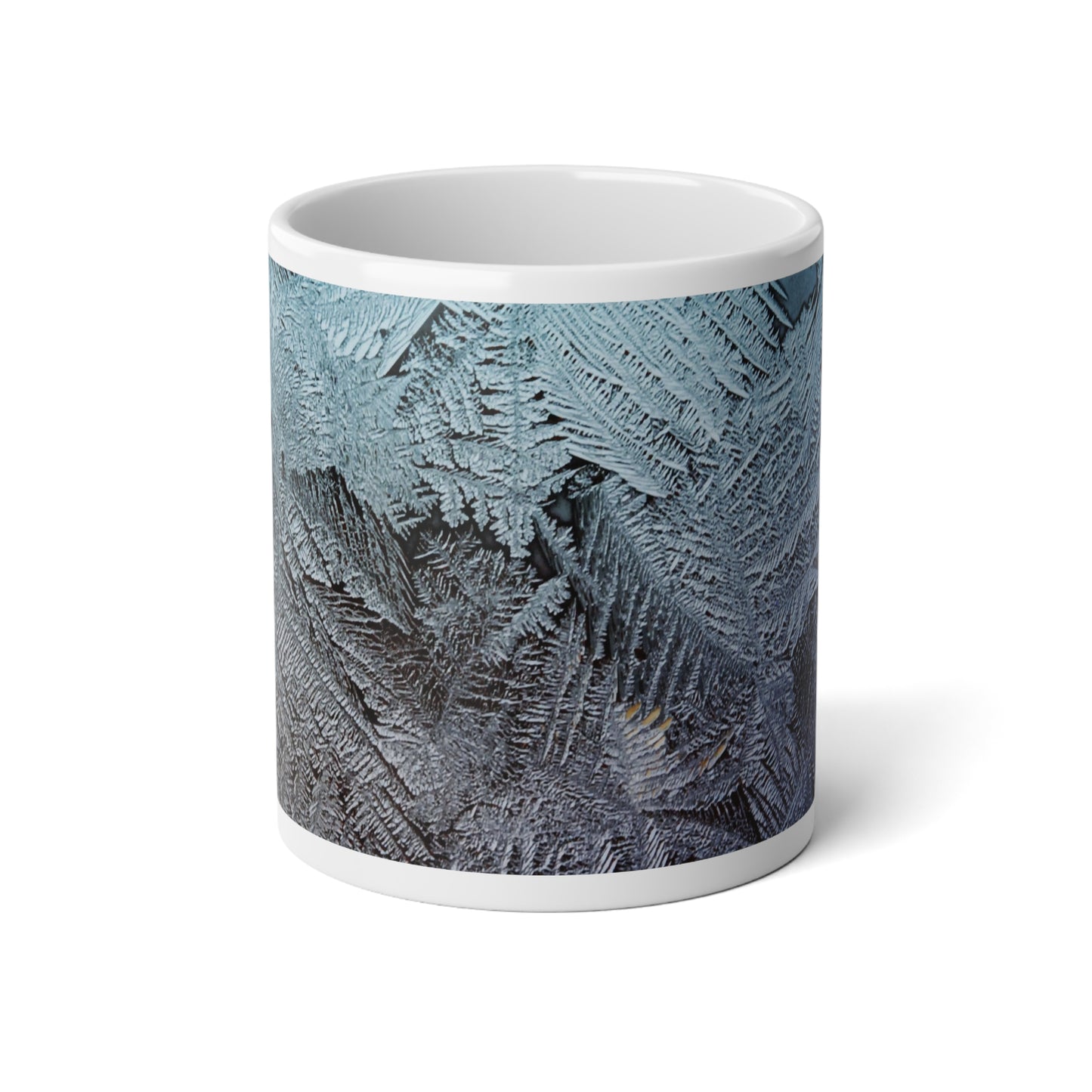 Frosted Blue 20oz Jumbo Mug — Winter Ice Crystal Ceramic Coffee Cup