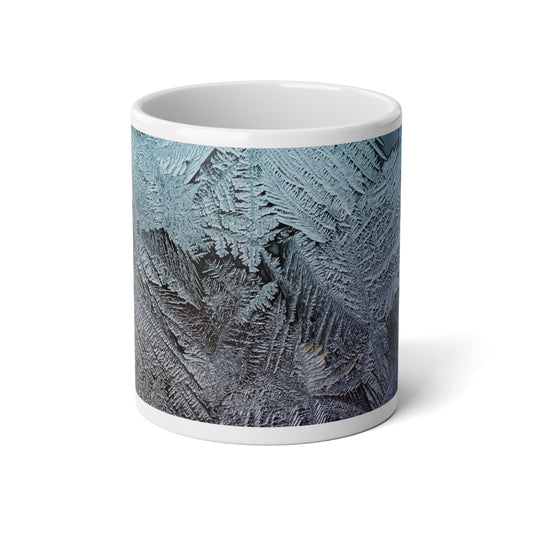 Frosted Blue 20oz Jumbo Mug — Winter Ice Crystal Ceramic Coffee Cup