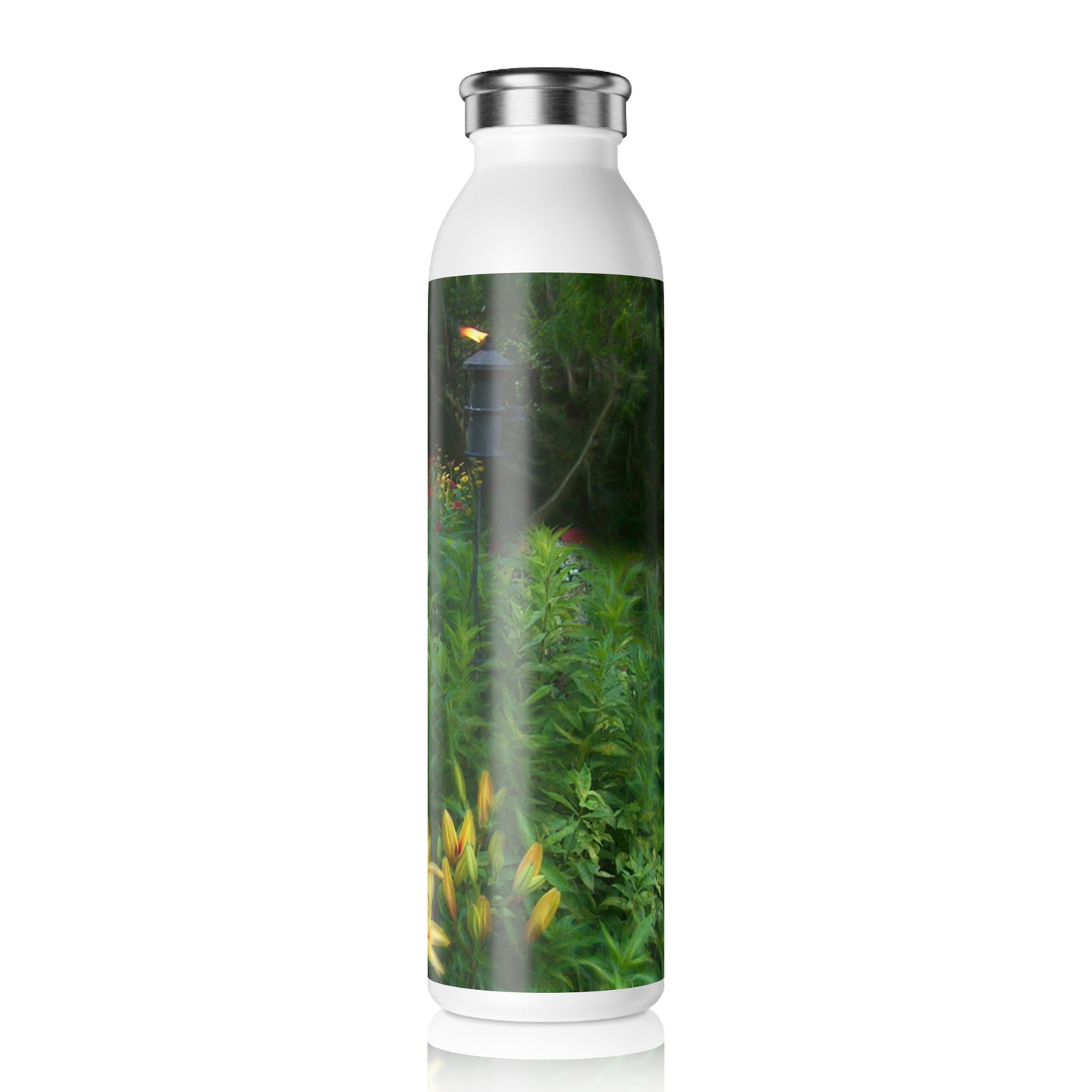 Lily Garden Slim Water Bottle, Eco-Friendly Hydration, Travel Companion, Gym Accessory, Gift Idea, Outdoor Adventures