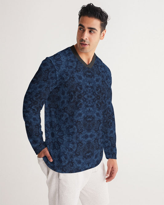 Blue Faux Velvet Kaleidoscope Men's All-Over Print Long Sleeve Sports Jersey