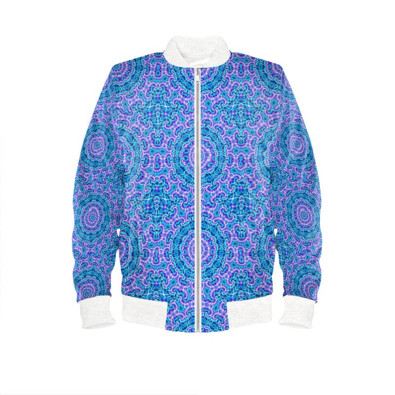 Blue and Purple Tie Dye Kaleidoscope Mens Bomber Jacket