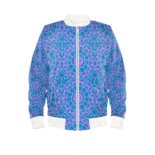 Blue and Purple Tie Dye Kaleidoscope Mens Bomber Jacket