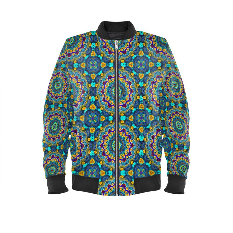 Blue Green Blur Kaleidoscope Mens Bomber Jacket