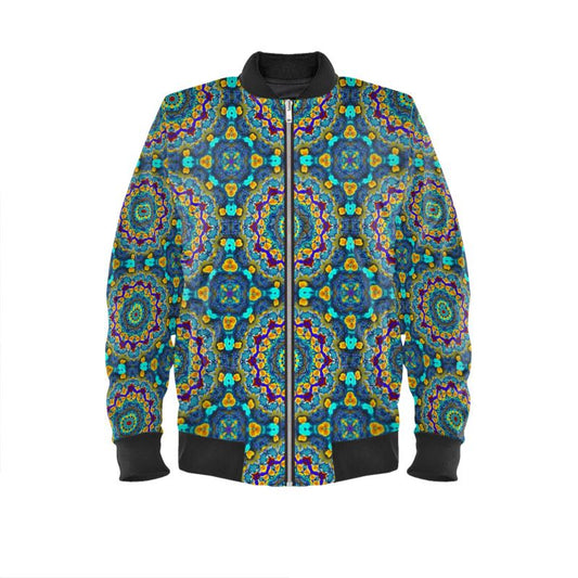 Blue Green Blur Kaleidoscope Mens Bomber Jacket