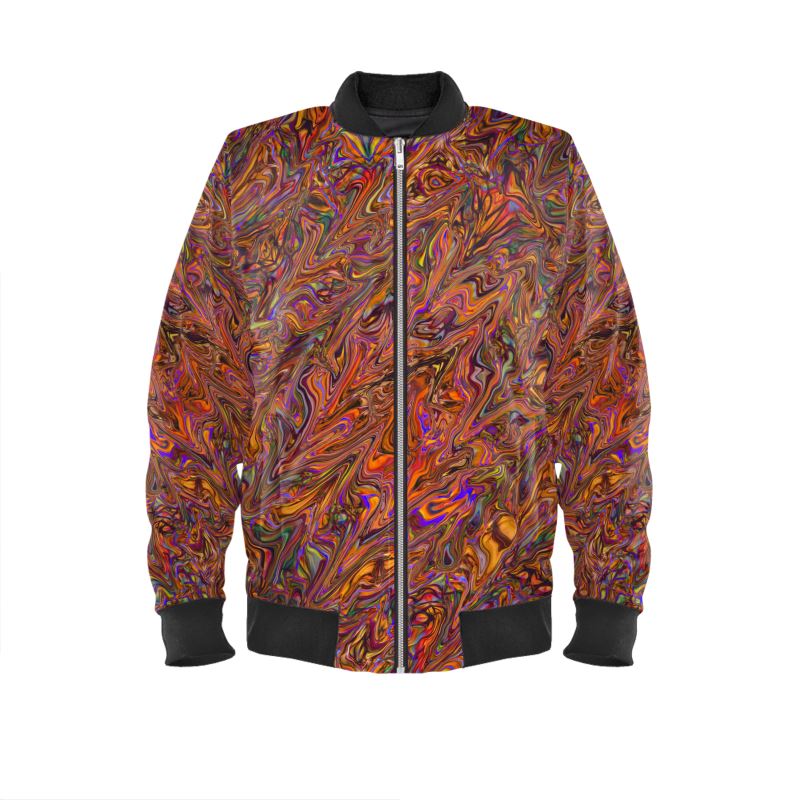 Orange Liquid Marbling Mens Bomber Jacket