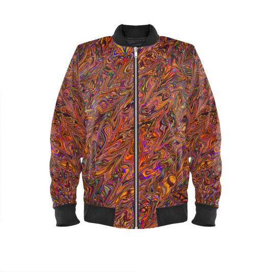 Orange Liquid Marbling Mens Bomber Jacket