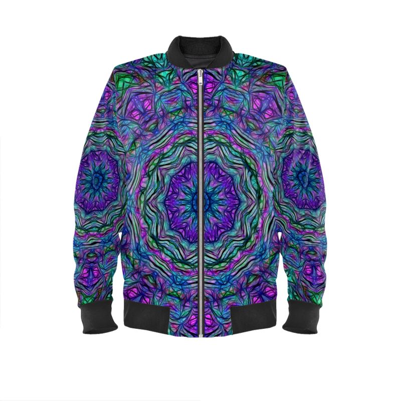 Blue Green Purple Kaleidoscope Mens Bomber Jacket