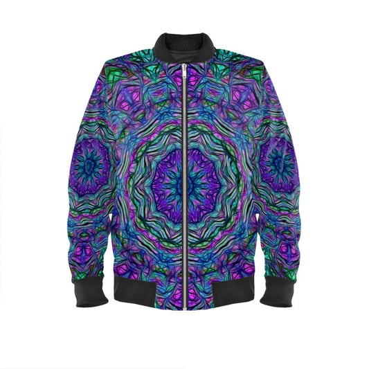 Blue Green Purple Kaleidoscope Mens Bomber Jacket