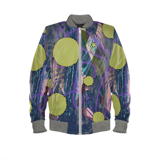Blue Green Spatter Doodle Mens Bomber Jacket