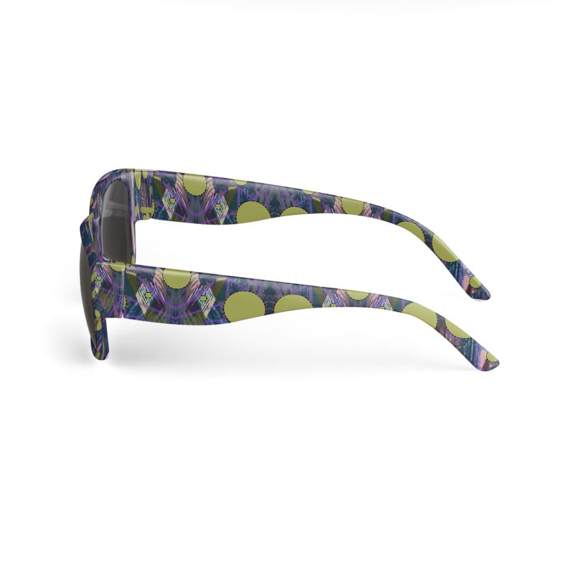 Blue Green Splatter Doodle Sunglasses