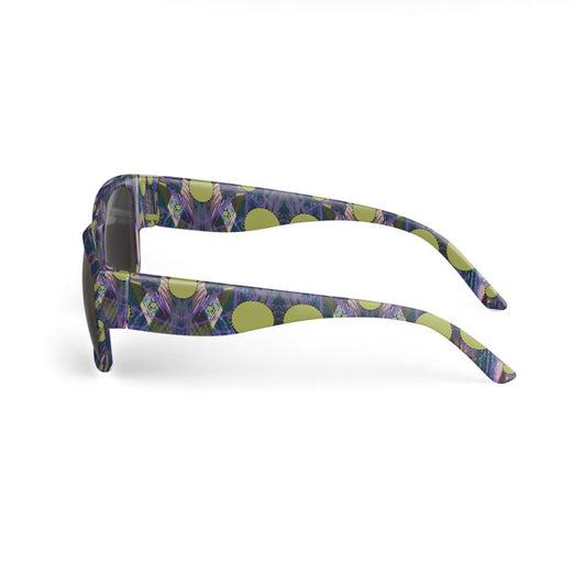 Blue Green Splatter Doodle Sunglasses