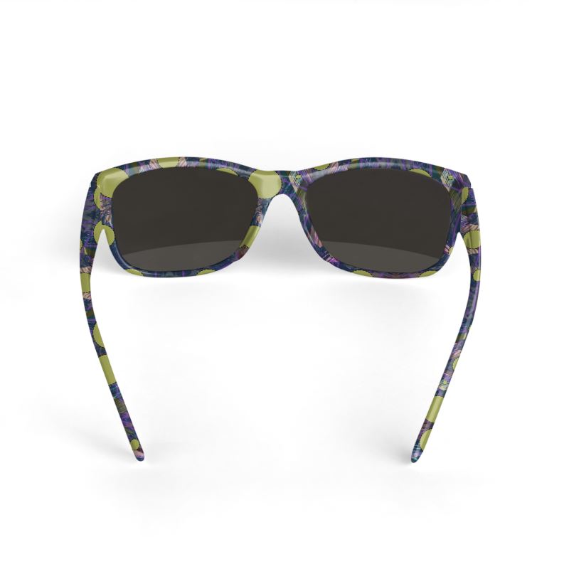 Blue Green Splatter Doodle Sunglasses