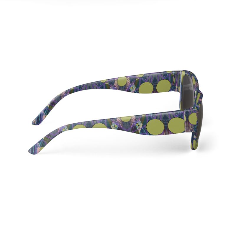 Blue Green Splatter Doodle Sunglasses
