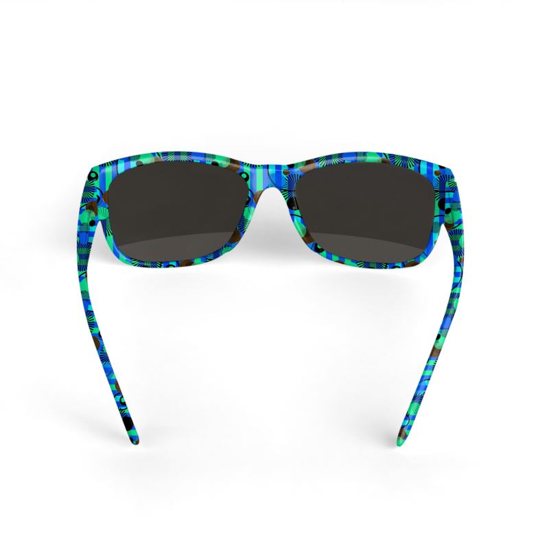 Blue Green Stripes and Dots Sunglasses