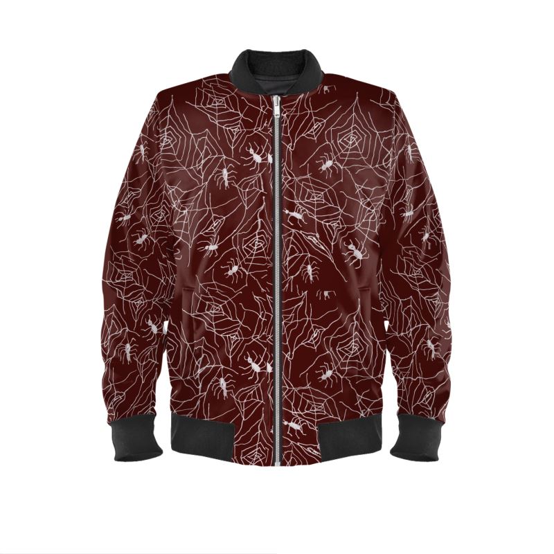 Spider Webs On Red Mens Bomber Jacket