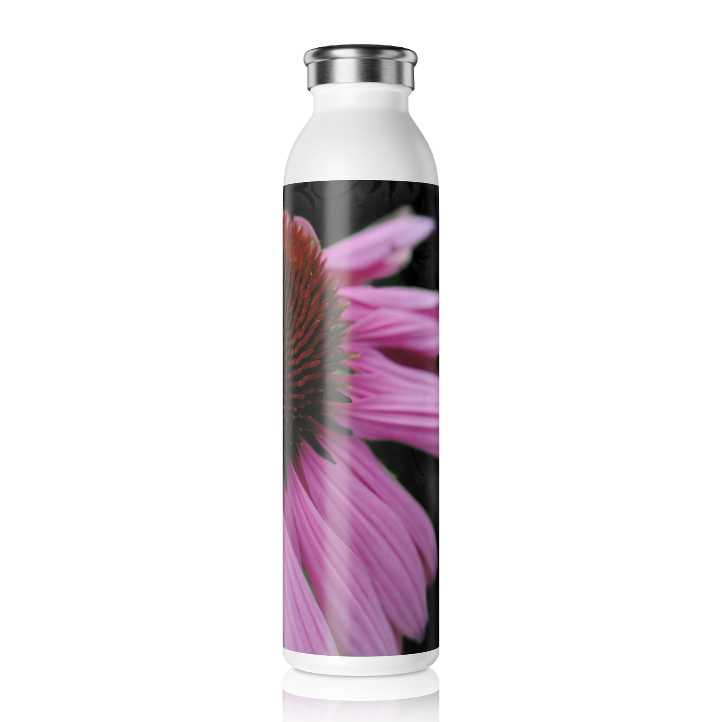 Slim Water Bottle — Pink Coneflower Floral Stainless Steel Bottle