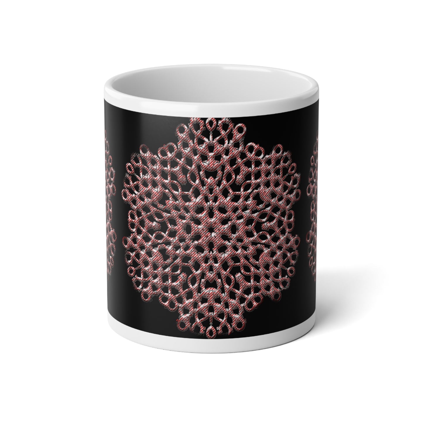 20oz Jumbo Mug — Candy Cane Snowflake | Decorative Coffee Cup, Boho Gift