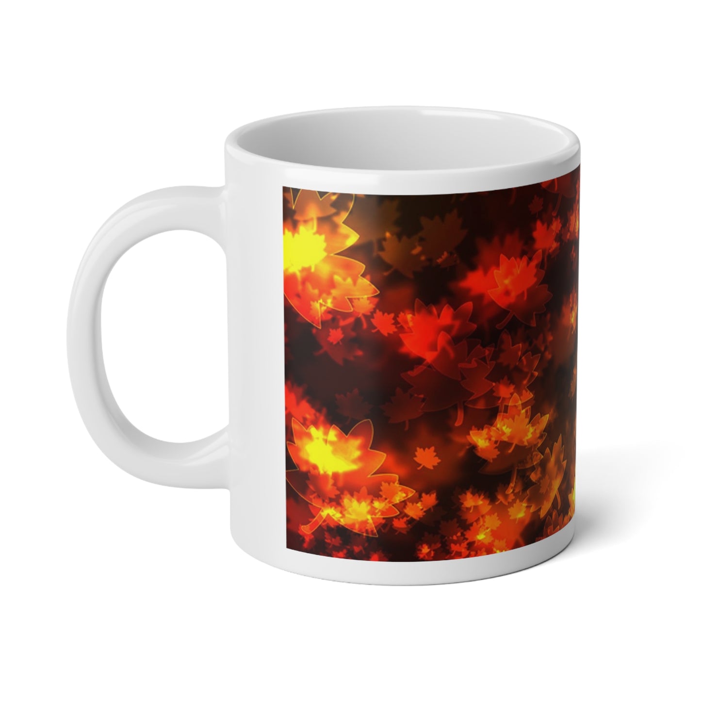 Autumn Leaves  in Bokeh Jumbo Mug, Cozy Fall Coffee Cup, Warm Hot Cocoa Mug, Harvest Decor, Thanksgiving Gift Idea