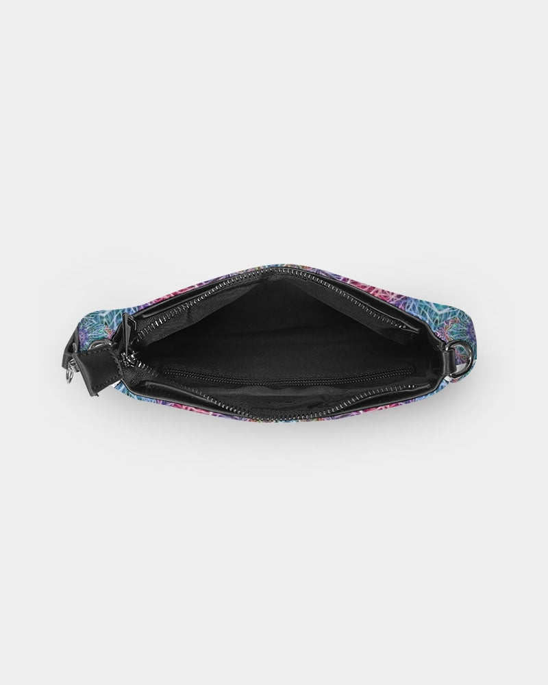 Blue Red Snowflake Kaleidoscope Petite Canvas Pouch