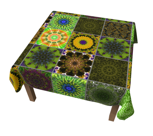 Green Crazy Quilt Tablecloth