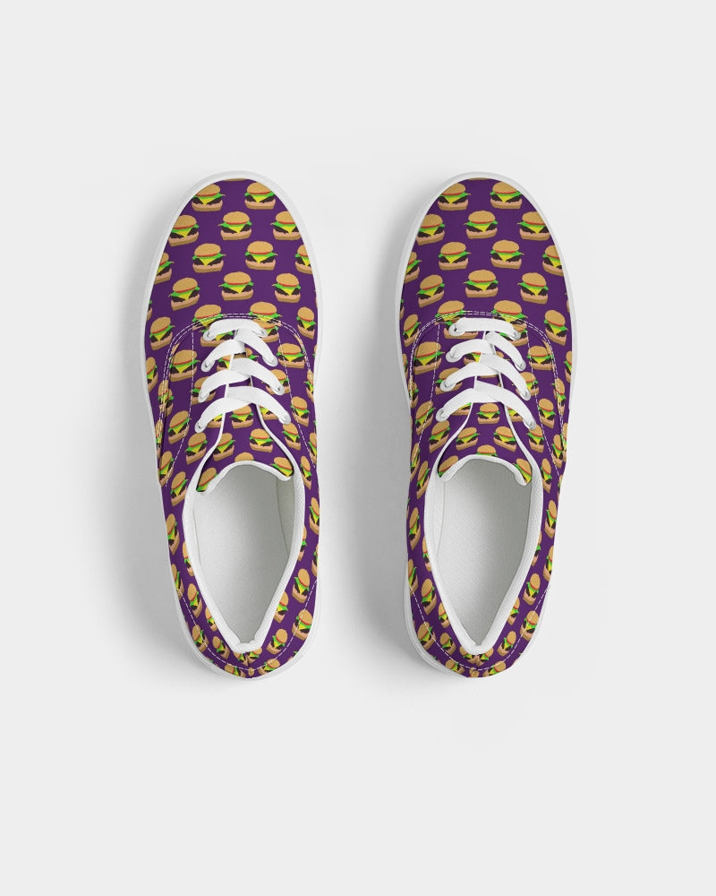 Cheeseburger Pattern Men's Lace Up Canvas Shoe