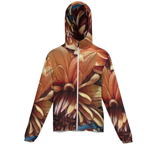 October Flowers 8 Unisex Lightweight Hooded Windbreaker- Water Resistant