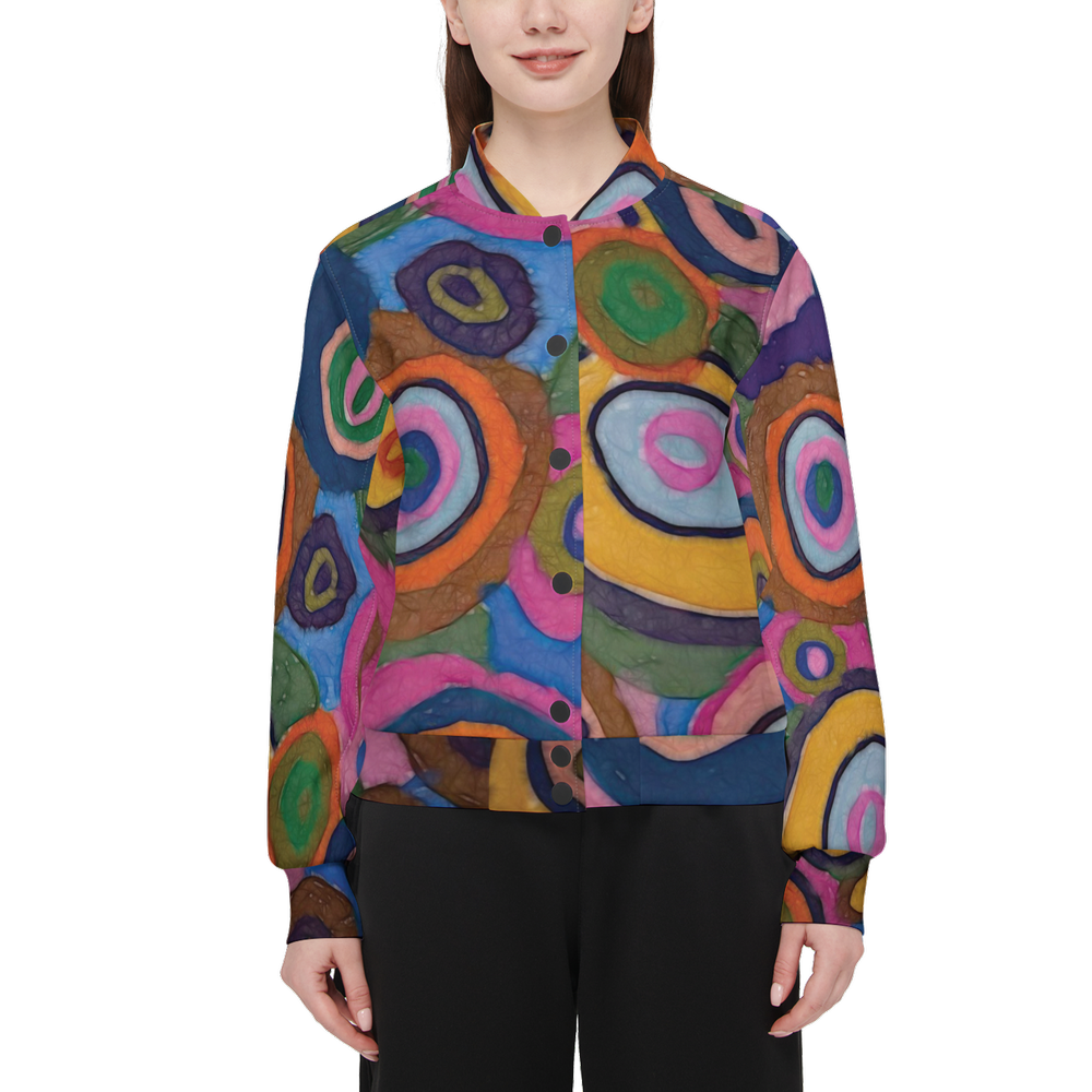 Warm Autumn Bubbles Women's Double Layered Bomber Sports Jacket-Techno Scuba Knit