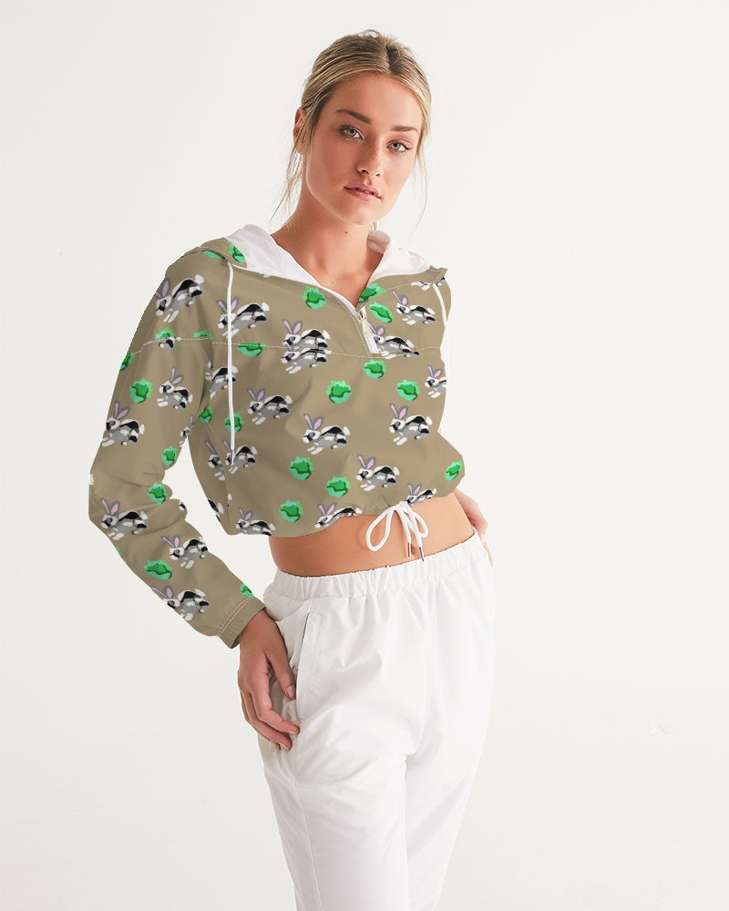 Bunnies Pattern Women's All-Over Print Cropped Windbreaker