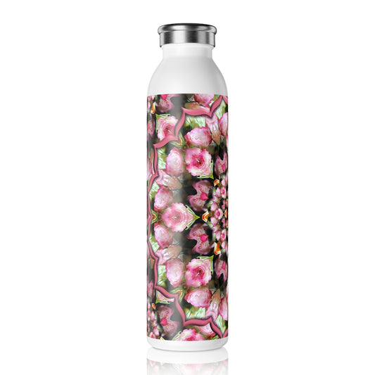 Floral Kaleidoscope Slim Water Bottle — Pink Tea Rose