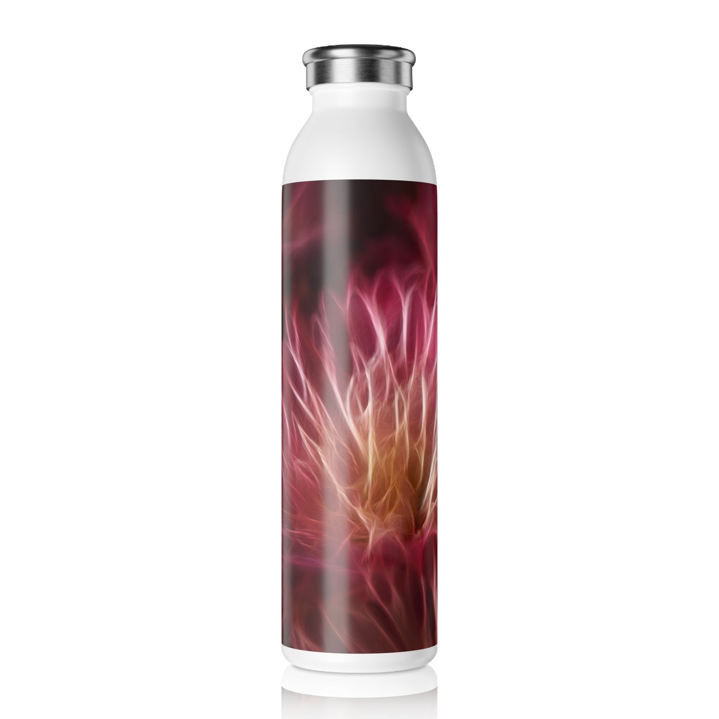 Slim Water Bottle — Abstract Pink Floral Energy Stainless Steel Bottle