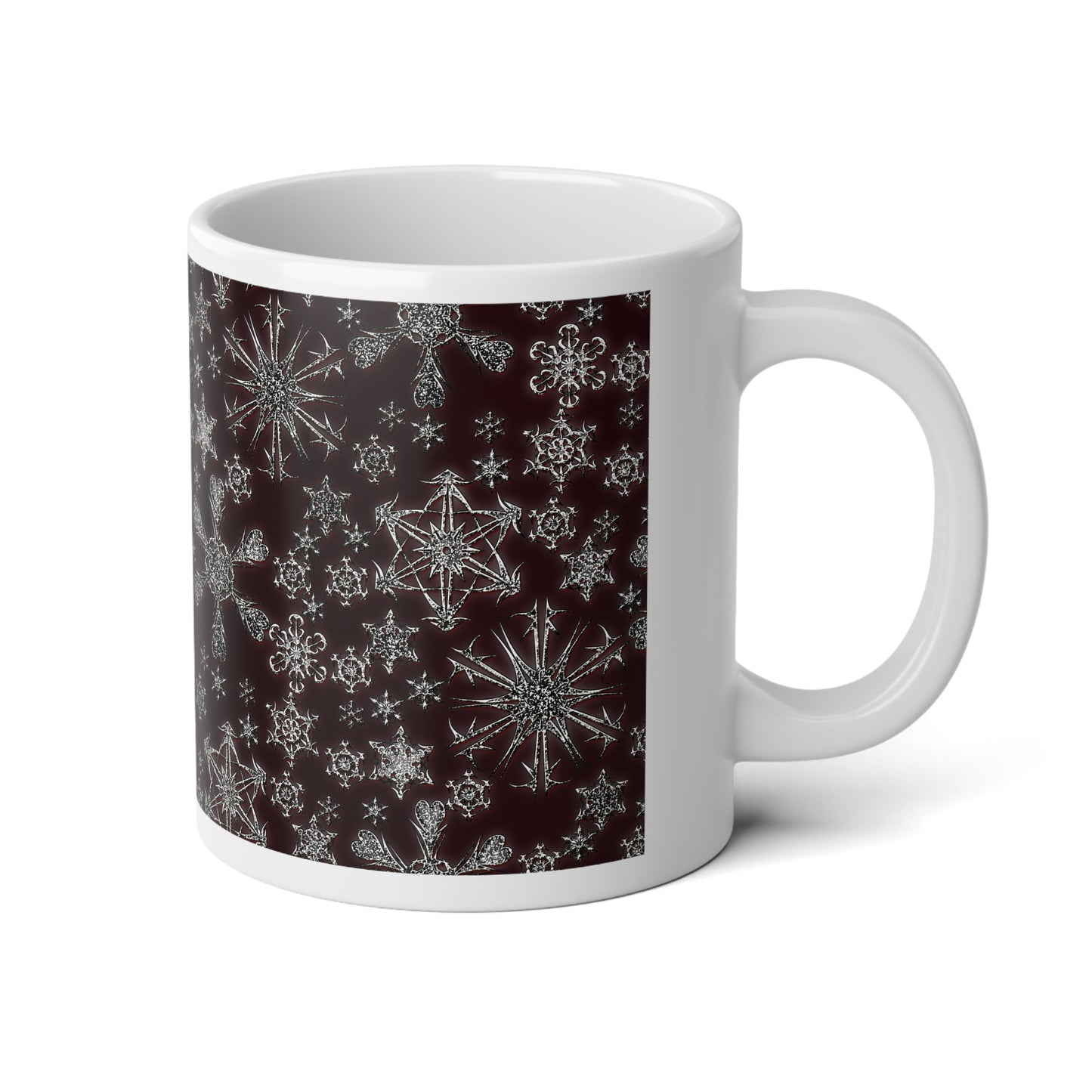 20oz Jumbo Mug — Vintage Snowflake Pattern Winter Coffee Cup