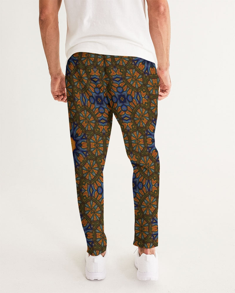 Blue and Yellow Sketch Kaleidoscope  Men's All-Over Print Joggers
