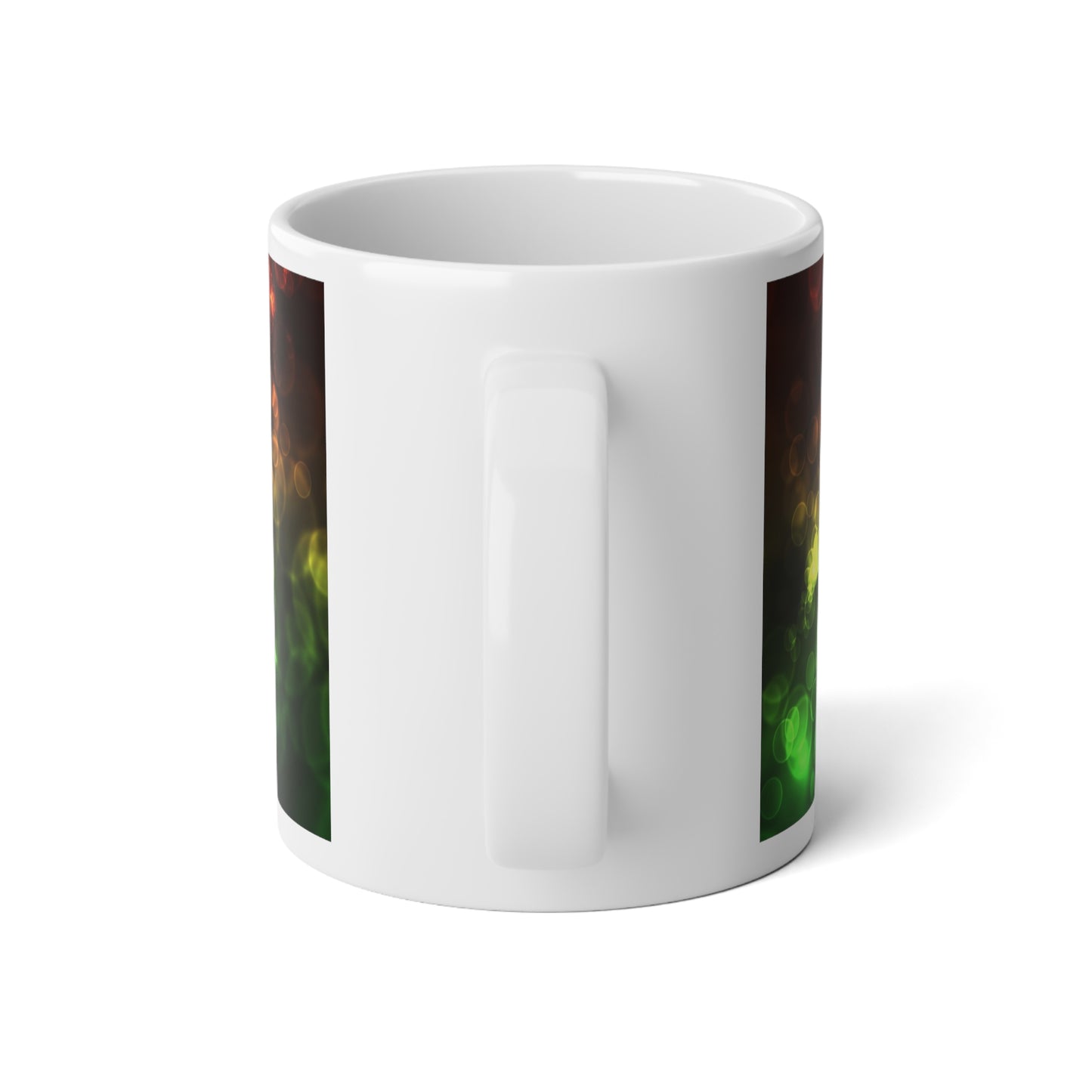 20oz Jumbo Mug — Rasta Glow Bokeh Coffee Cup (Red, Yellow, Green)