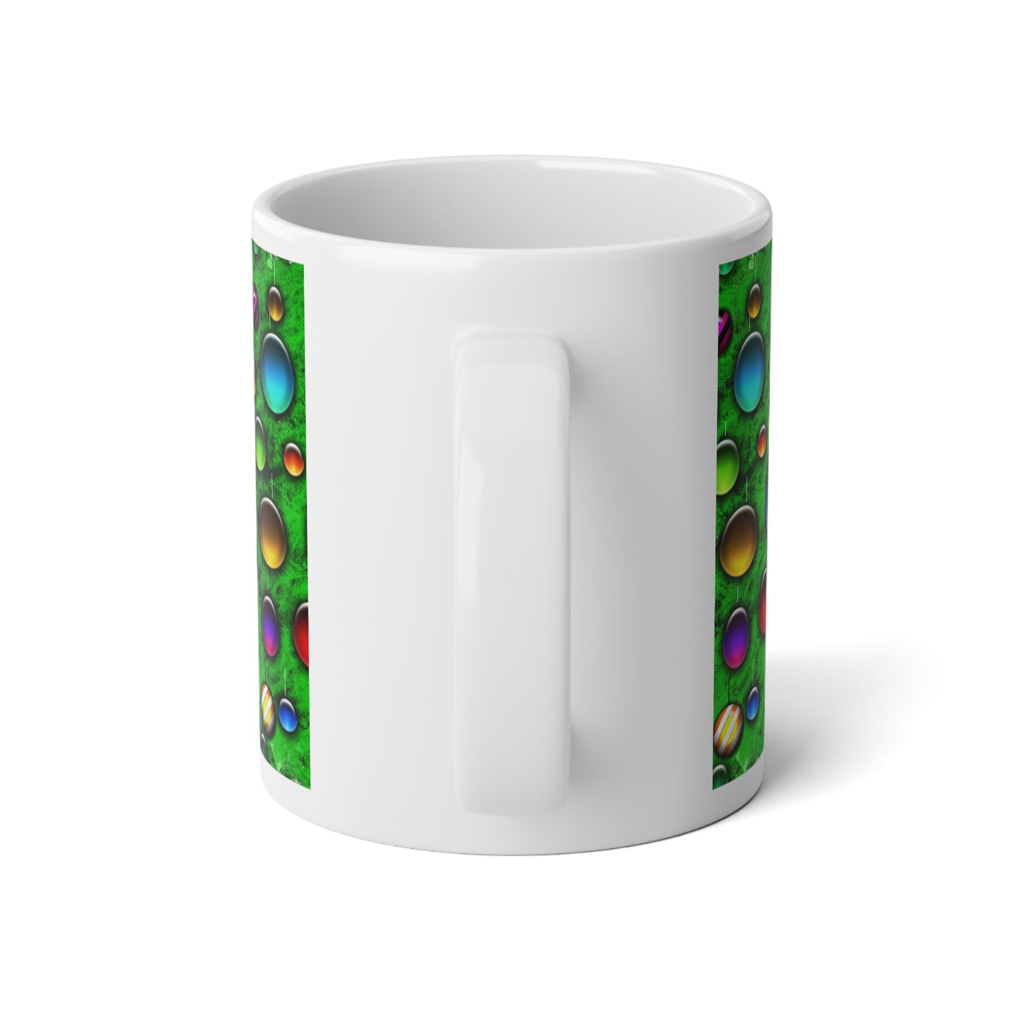20oz Jumbo Mug — Colorful Bubble Ornament Pattern on Green
